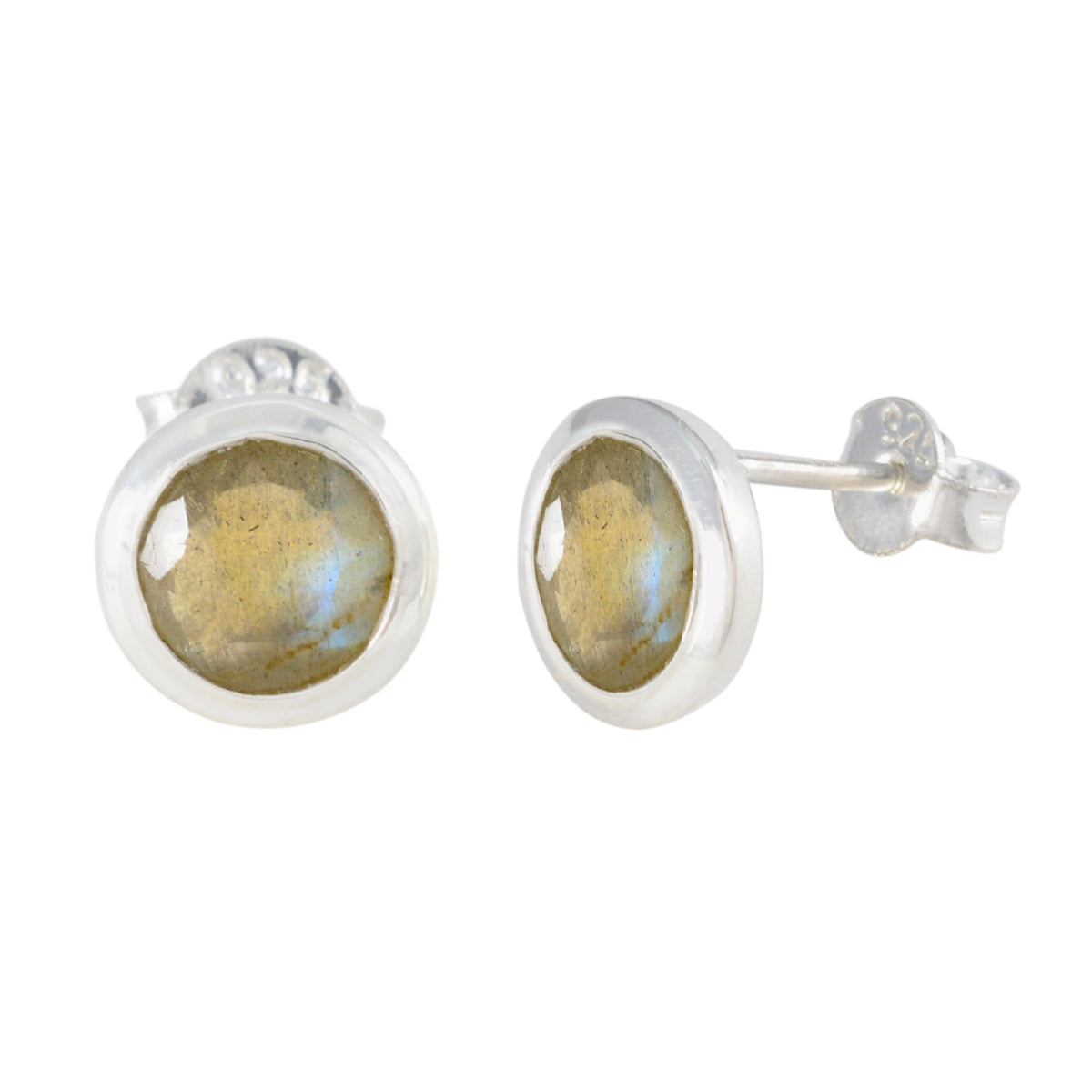 Labradorite-Italian-Yan-Solitaire-Stud-Gray-92.5-Silver-Earring