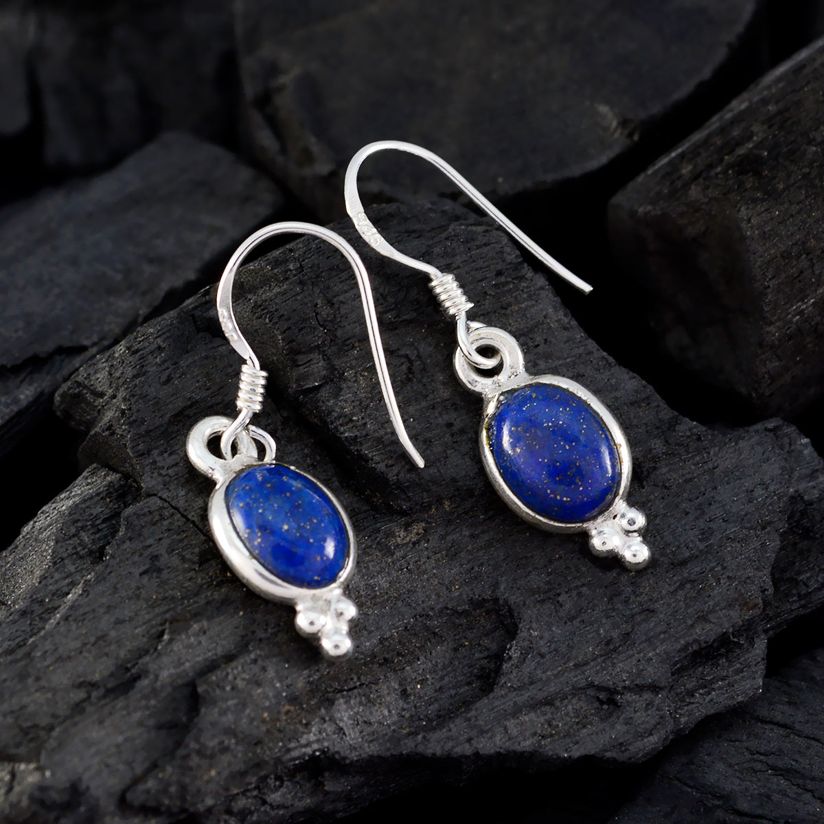 Boucles d'oreilles pendantes multiples en argent sterling bleu et lapis-lazuli égyptien Agnès Image secondaire du produit