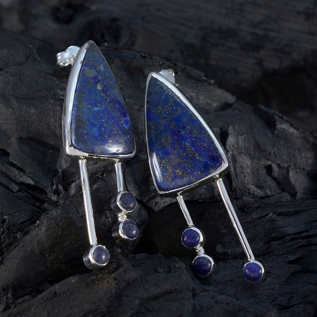 Lapis-Lazuli-Korean-Isabella-multiple-Stud-Blue-Silver-Earring