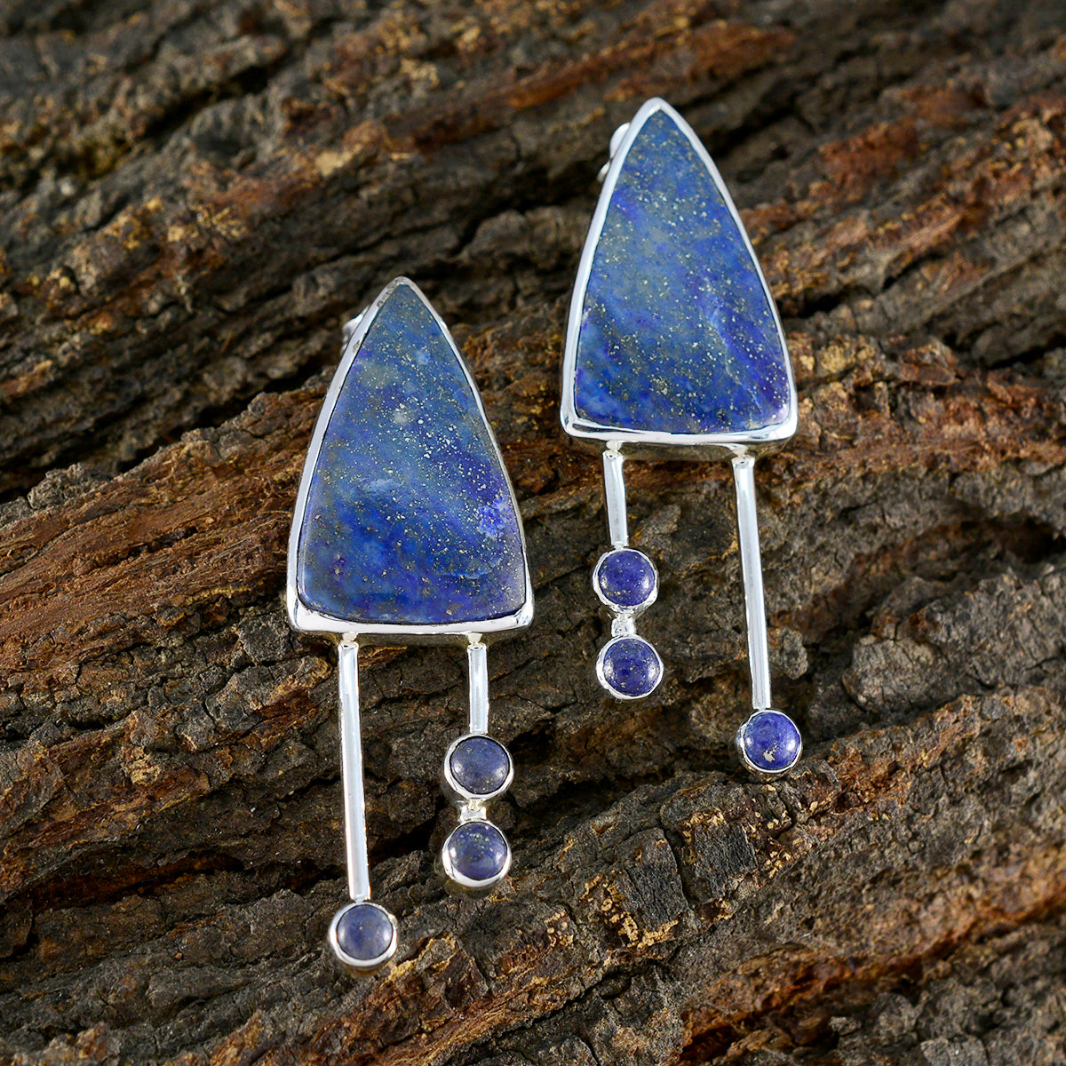 Lapis-Lazuli-Korean-Isabella-multiple-Stud-Blue-Silver-Earring