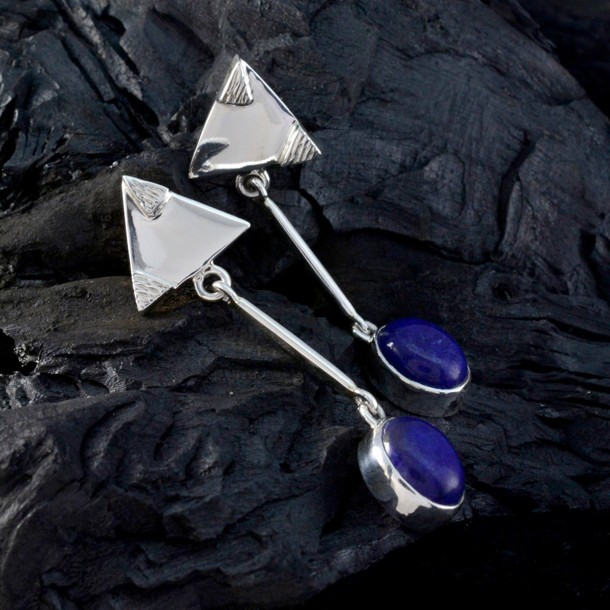 Lapis-Lazuli-Middle-Eastern-Nella-Solitaire-Stud-Blue-Sterling-Silver-Earring