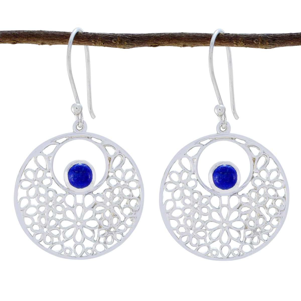 Lapis-Lazuli-Mexican-Julieta-Solitaire-Dangle-Blue-925-Silver-Earring Immagine principale del prodotto