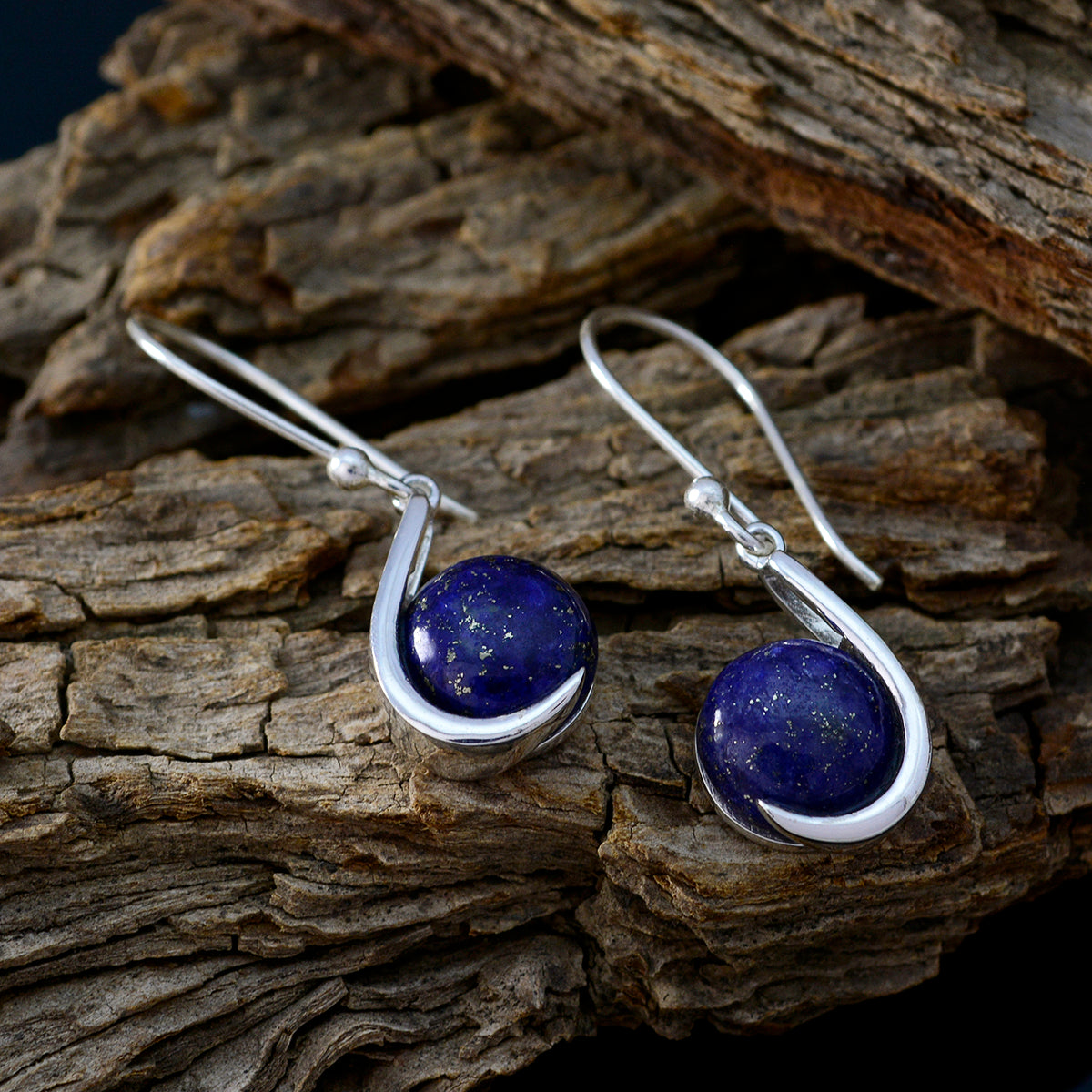 Lapis-Lazuli-Spanish-Lorena-Solitaire-Dangle-Blue-925-Silver-Earring