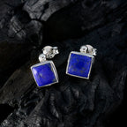 Lapis-Lazuli-Egyptian-Milagros-Solitaire-Stud-Blue-Silver-Earring