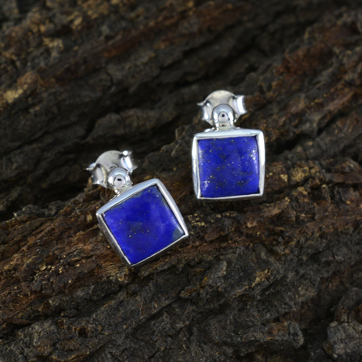 Lapis-Lazuli-Egyptian-Milagros-Solitaire-Stud-Blue-Silver-Earring