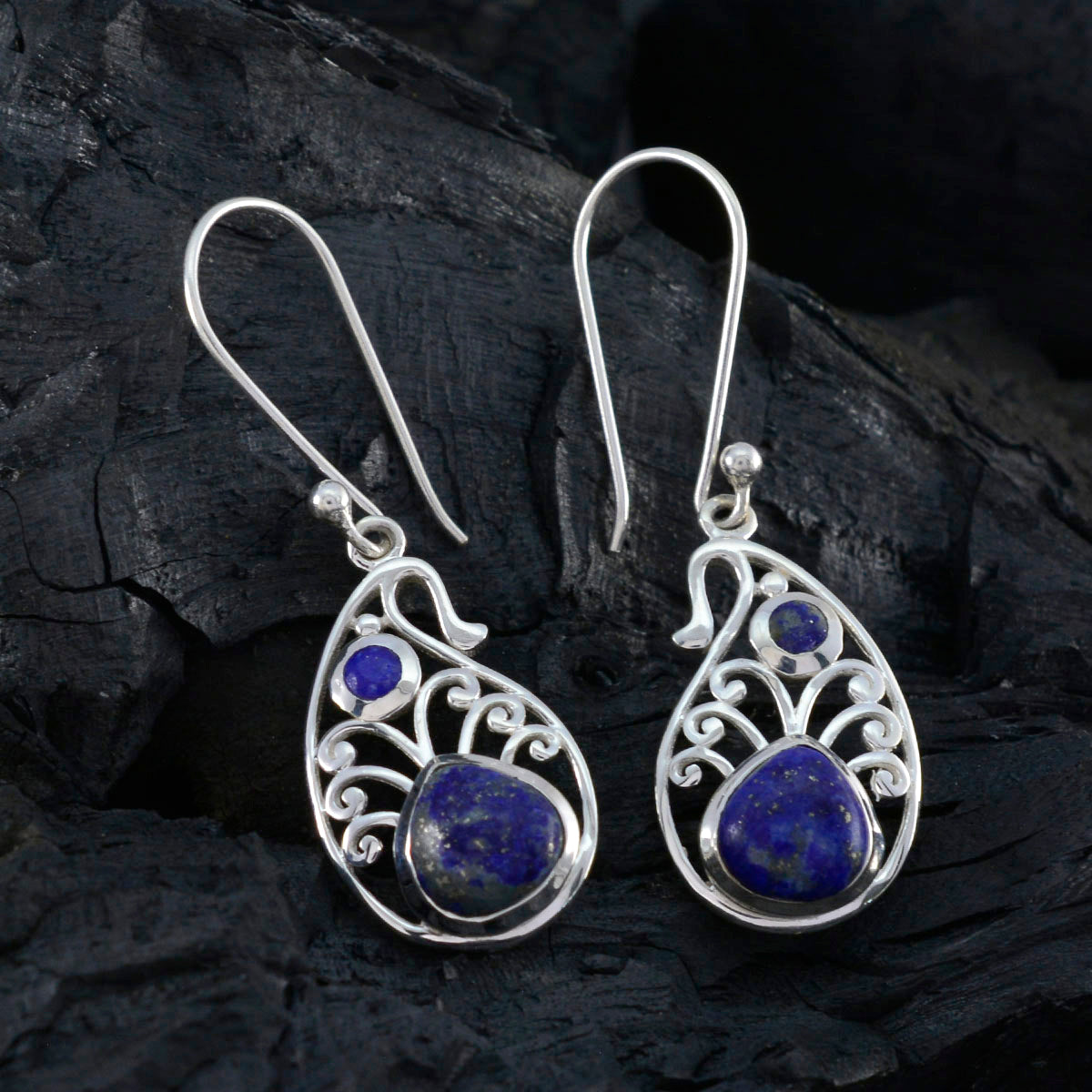Lapis-Lazuli-German-Hana-Toi-et-Moi-Dangle-Blue-92.5-Silver-Earring