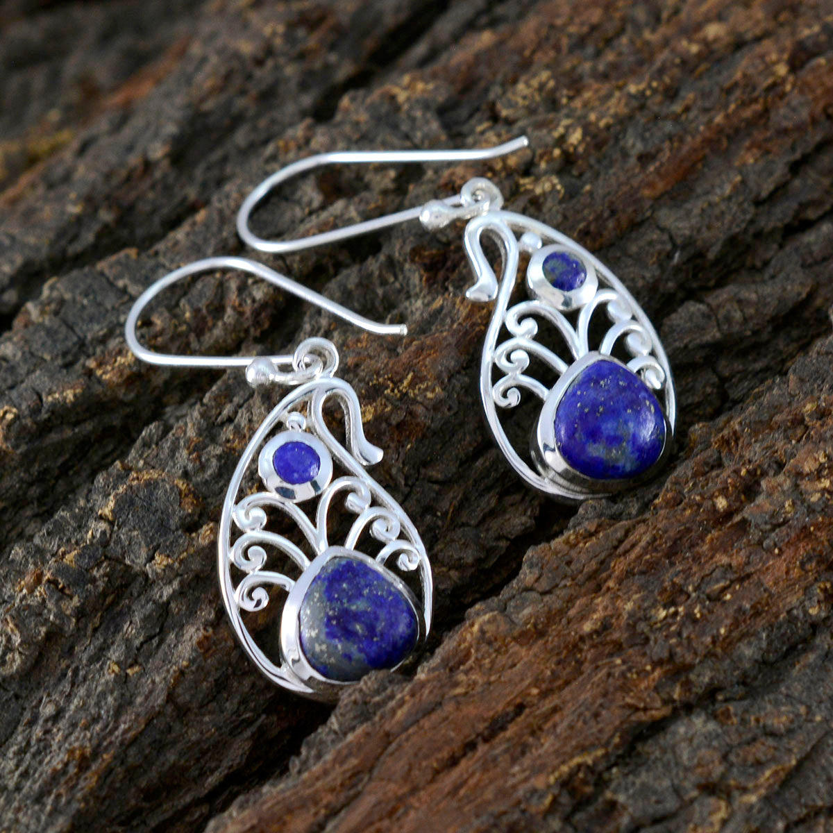 Lapis-Lazuli-German-Hana-Toi-et-Moi-Dangle-Blue-92.5-Silver-Earring