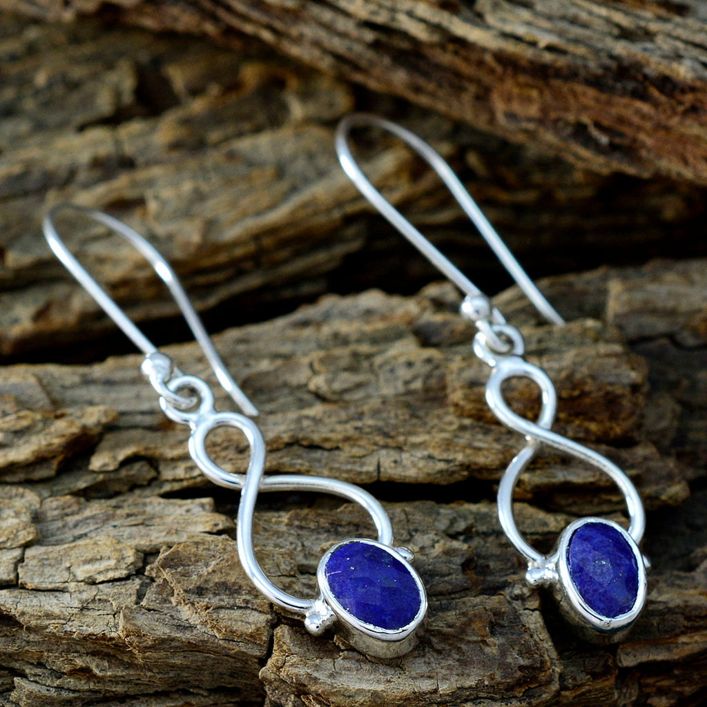 Lapis-Lazuli-Middle-Eastern-Pilar-Solitaire-Dangle-Blue-92.5-Silver-Earring