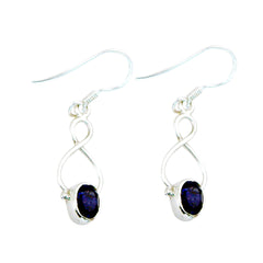 Lapis-Lazuli-Spanish-Rosa-Solitaire-Dangle-Blue-925-Sterling-Silver-Earring