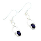 Lapis-Lazuli-Spanish-Rosa-Solitaire-Dangle-Blue-925-Sterling-Silver-Earring