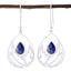 Lapis-Lazuli-French-Sofía-Solitaire-Dangle-Blue-Silver-Earring
