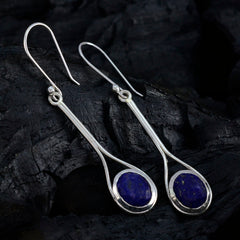Lapis-Lazuli-German-Teresa-Solitaire-Dangle-Blue-Silver-Earring