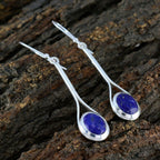 Lapis-Lazuli-German-Teresa-Solitaire-Dangle-Blue-Silver-Earring