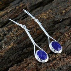 Lapis-Lazuli-German-Teresa-Solitaire-Dangle-Blue-Silver-Earring