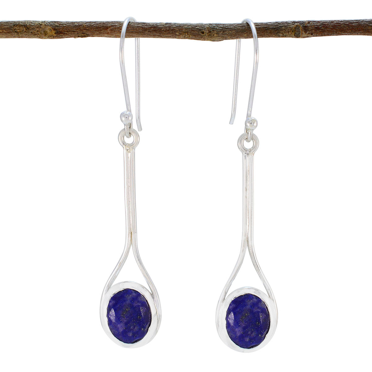 Lapis-Lazuli-German-Teresa-Solitaire-Dangle-Blue-Silver-Earring