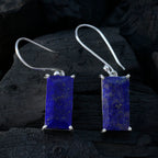 Lapis-Lazuli-African-Valentina-Solitaire-Dangle-Blue-Silver-Earring