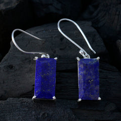 Lapis-Lazuli-African-Valentina-Solitaire-Dangle-Blue-Silver-Earring