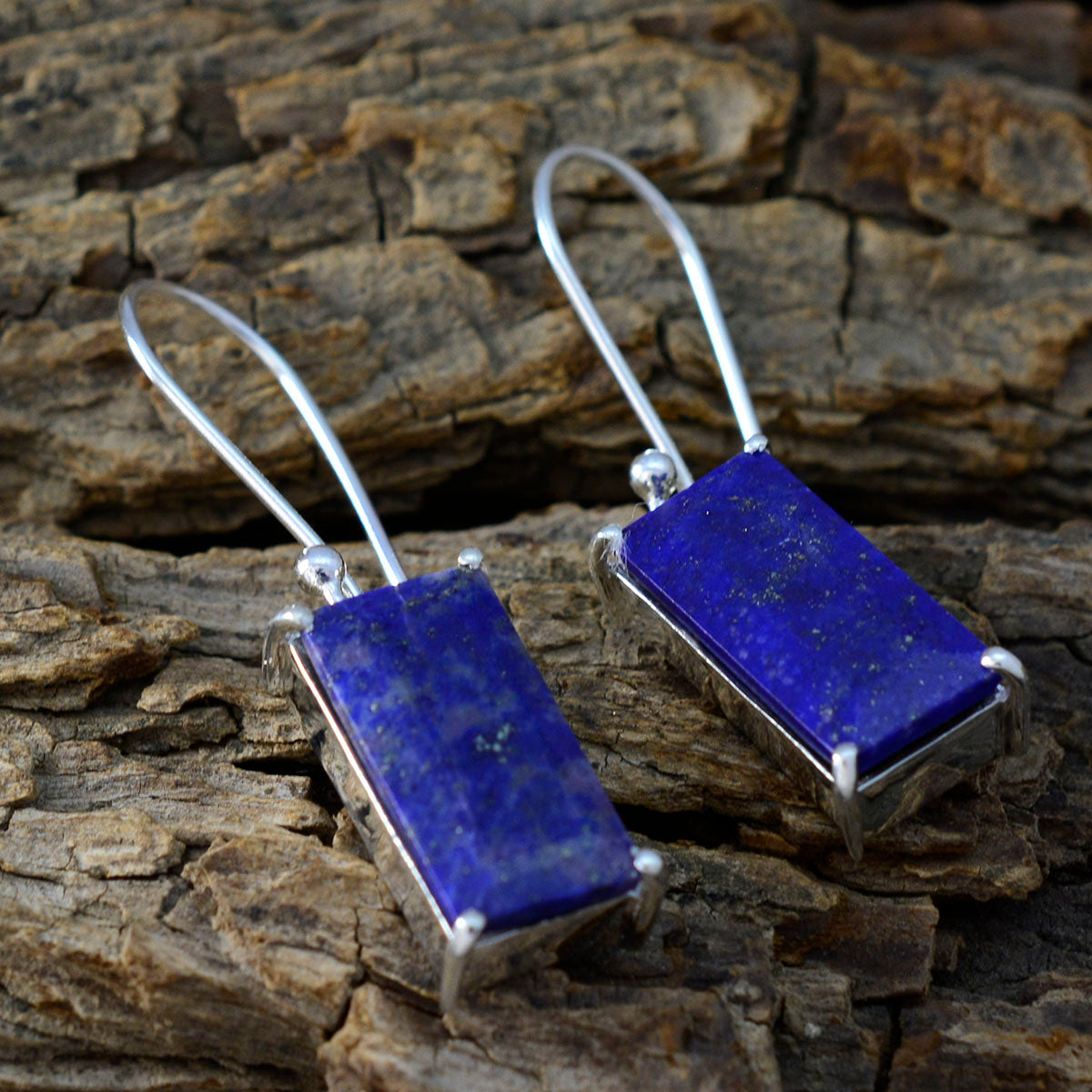 Lapis-Lazuli-African-Valentina-Solitaire-Dangle-Blue-Silver-Earring