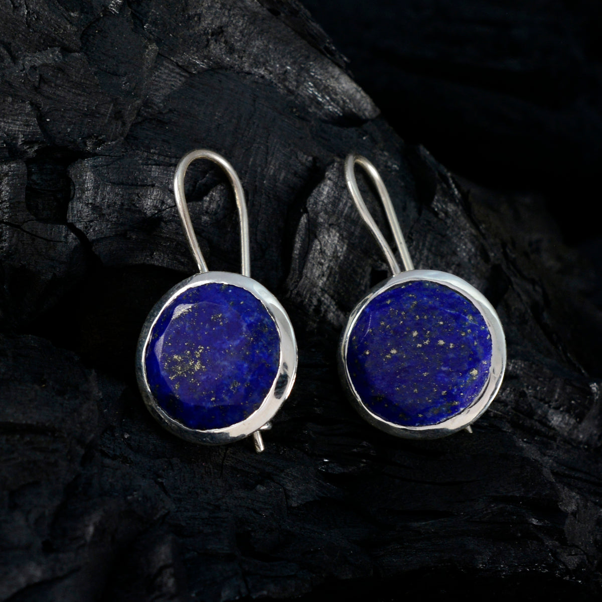 Lapis Lazuli Russische Victoria Solitaire Dangle Blauwe 92,5 Zilveren Oorbel Secundaire afbeelding