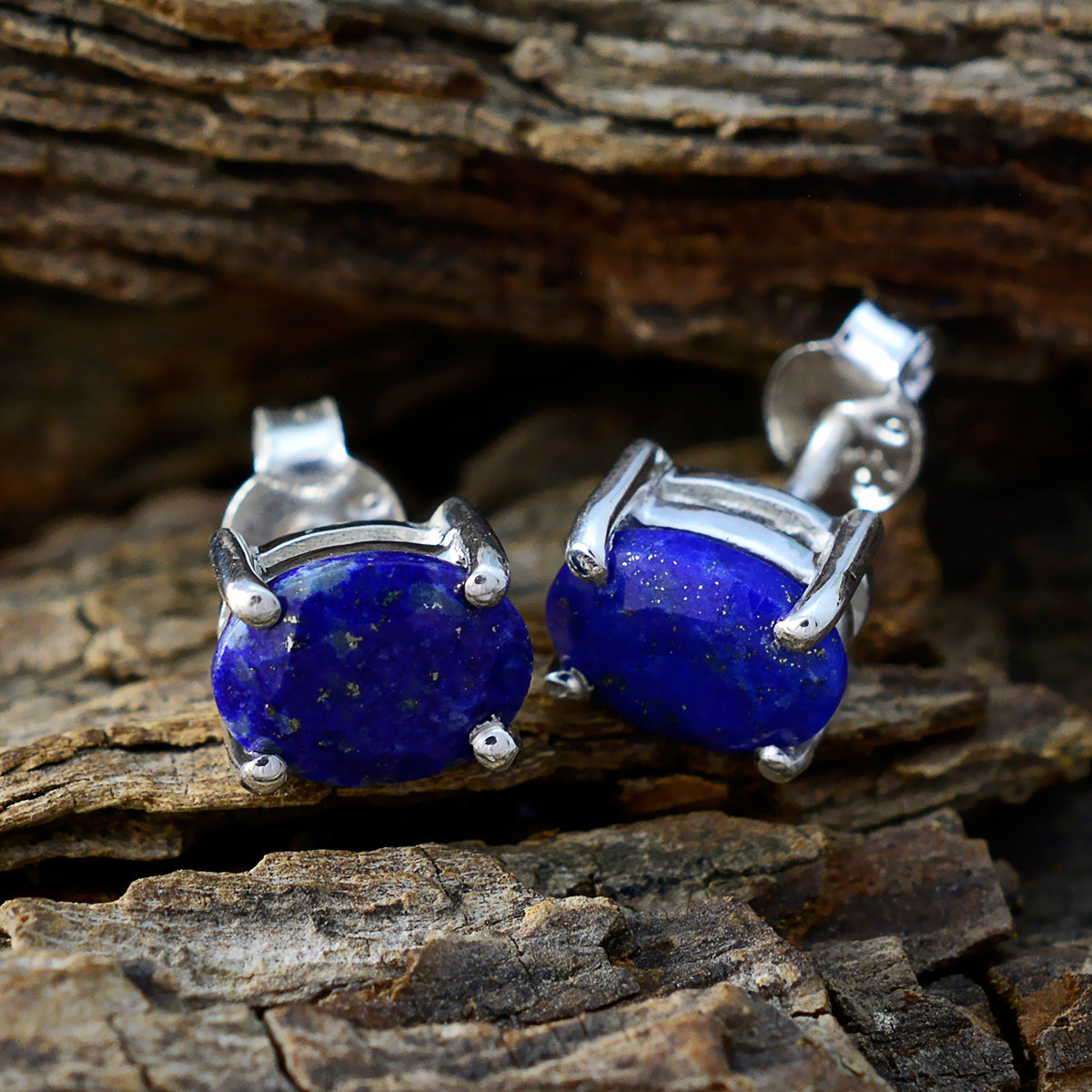 Lapis-Lazuli-Turkish-Alice-Solitaire-Stud-Blue-Silver-Earring