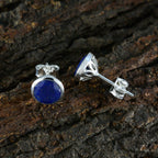 Lapis-Lazuli-Mexican-Yasmin-Solitaire-Stud-Blue-925-Silver-Earring