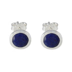 Lapis-Lazuli-Mexican-Yasmin-Solitaire-Stud-Blue-925-Silver-Earring
