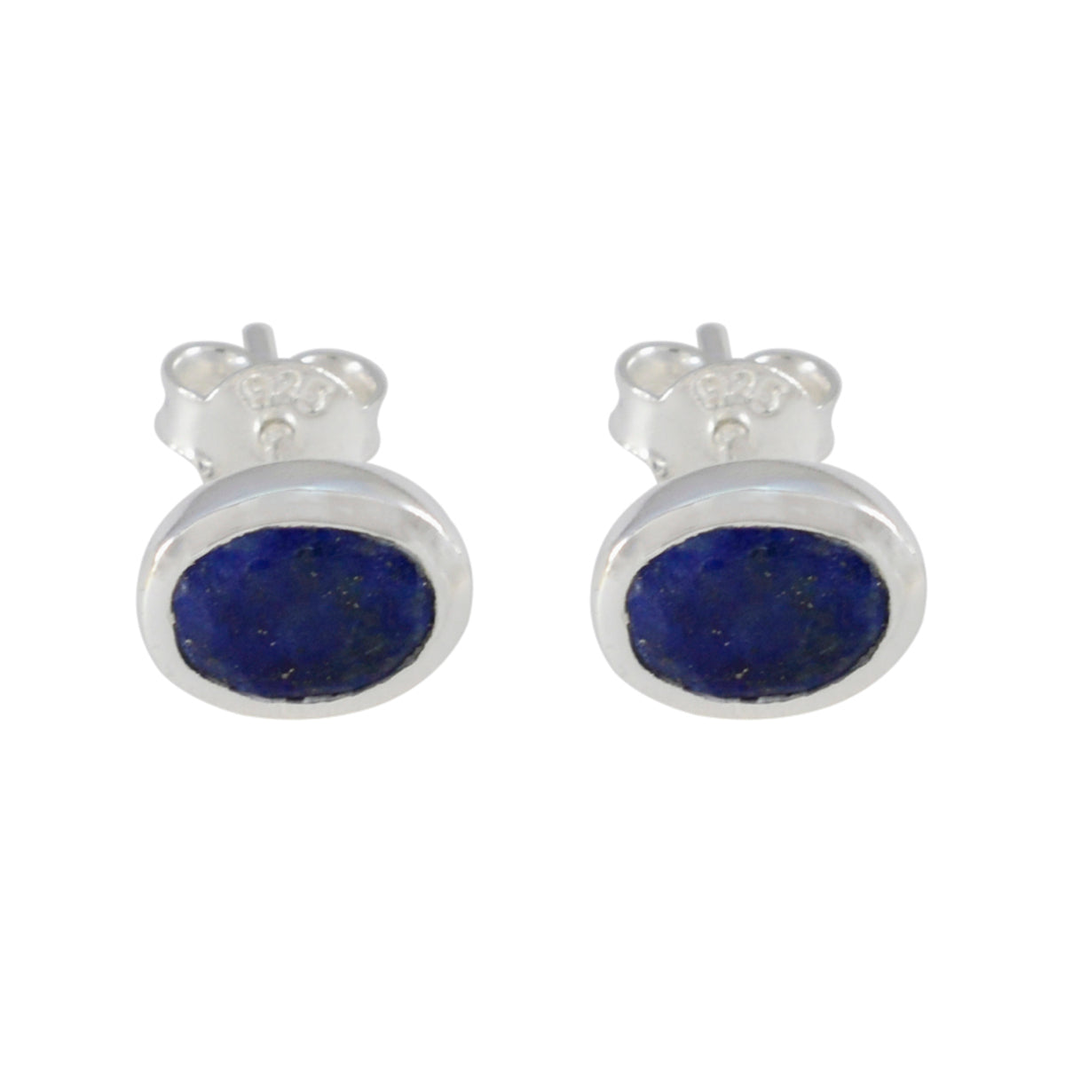 Lapis-Lazuli-Latin-American-Ling-Solitaire-Stud-Blue-925-Silver-Earring Huvudsaklig produktbild