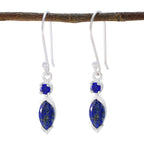 Lapis-Lazuli-Russian-Mila-Toi-et-Moi-Dangle-Blue-925-Sterling-Silver-Earring