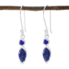 Lapis-Lazuli-Russian-Mila-Toi-et-Moi-Dangle-Blue-925-Sterling-Silver-Earring