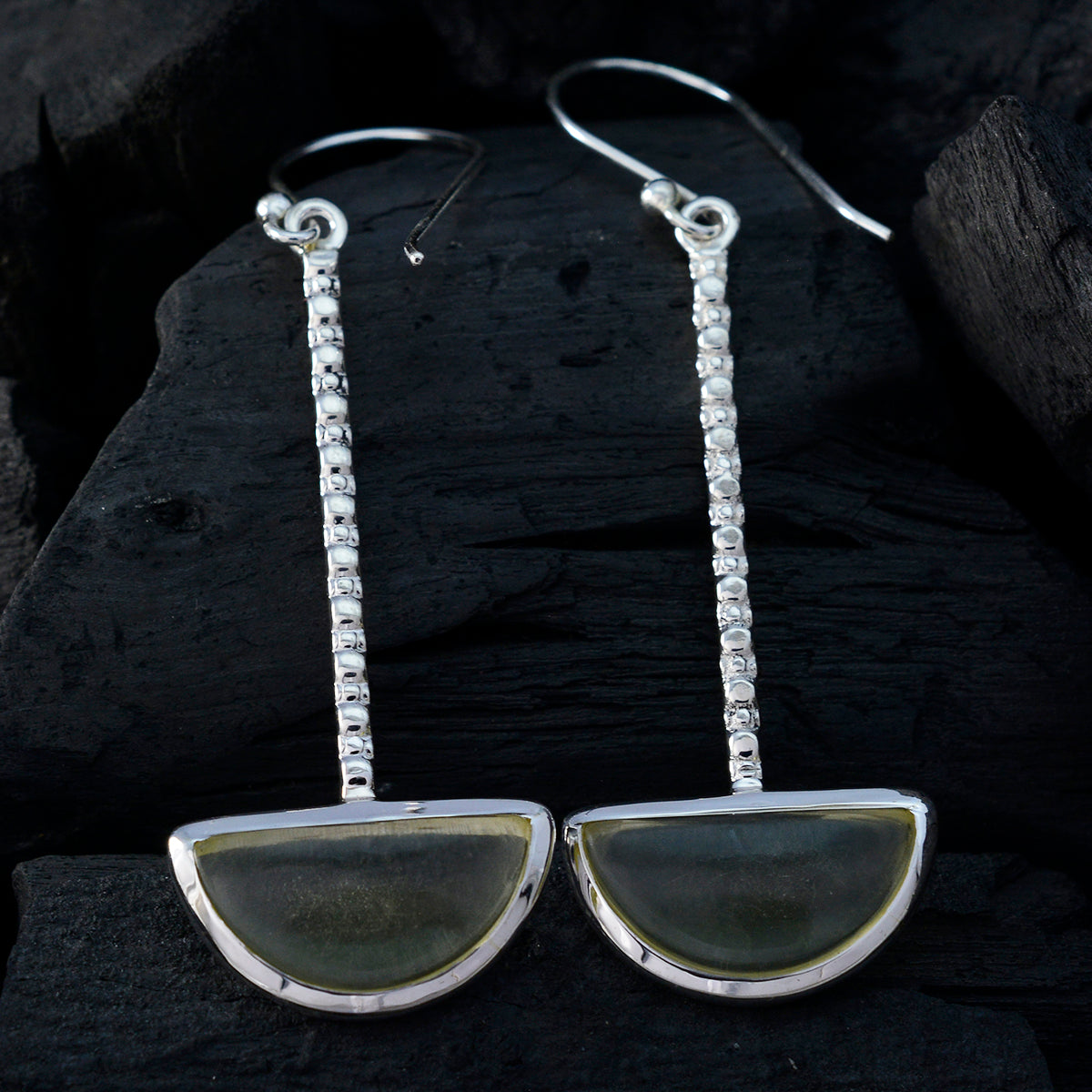 Lemon Quartz Latin American Aurora Solitaire Dangle Yellow 925 Silver Earring Второстепенное изображение товара