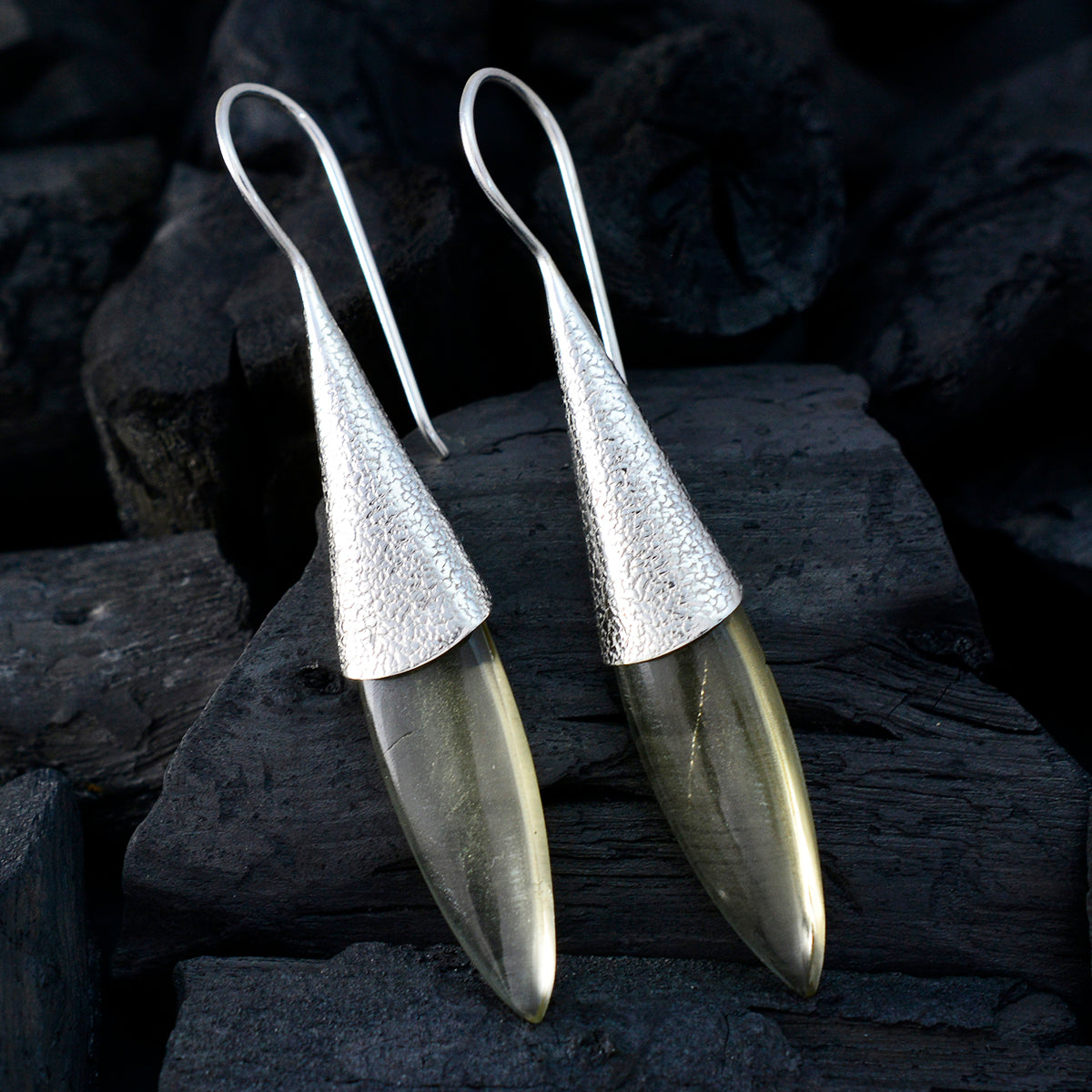 Lemon-Quartz-African-Jia-Solitaire-Dangle-Yellow-92.5-Silver-Earring