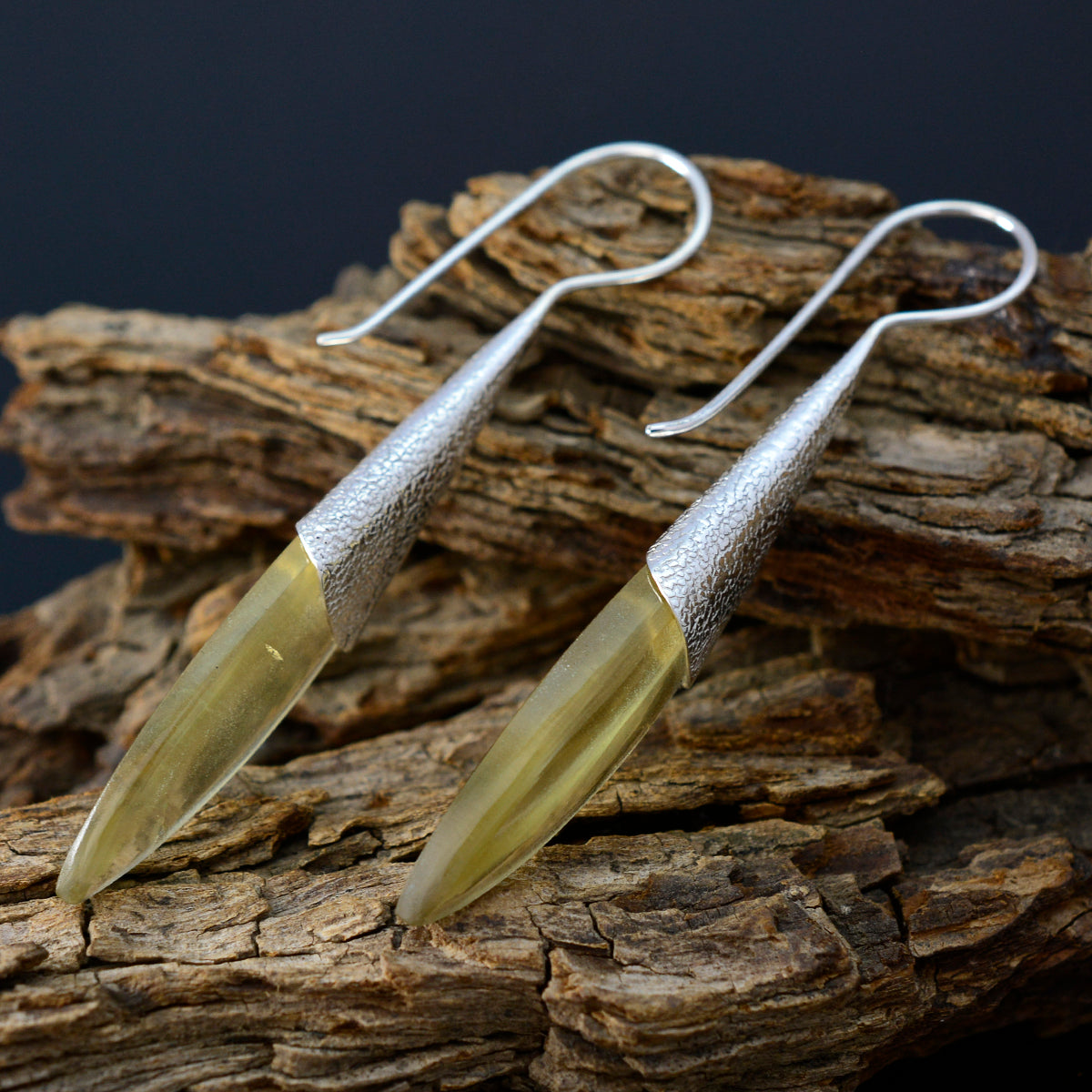 Lemon-Quartz-African-Jia-Solitaire-Dangle-Yellow-92.5-Silver-Earring
