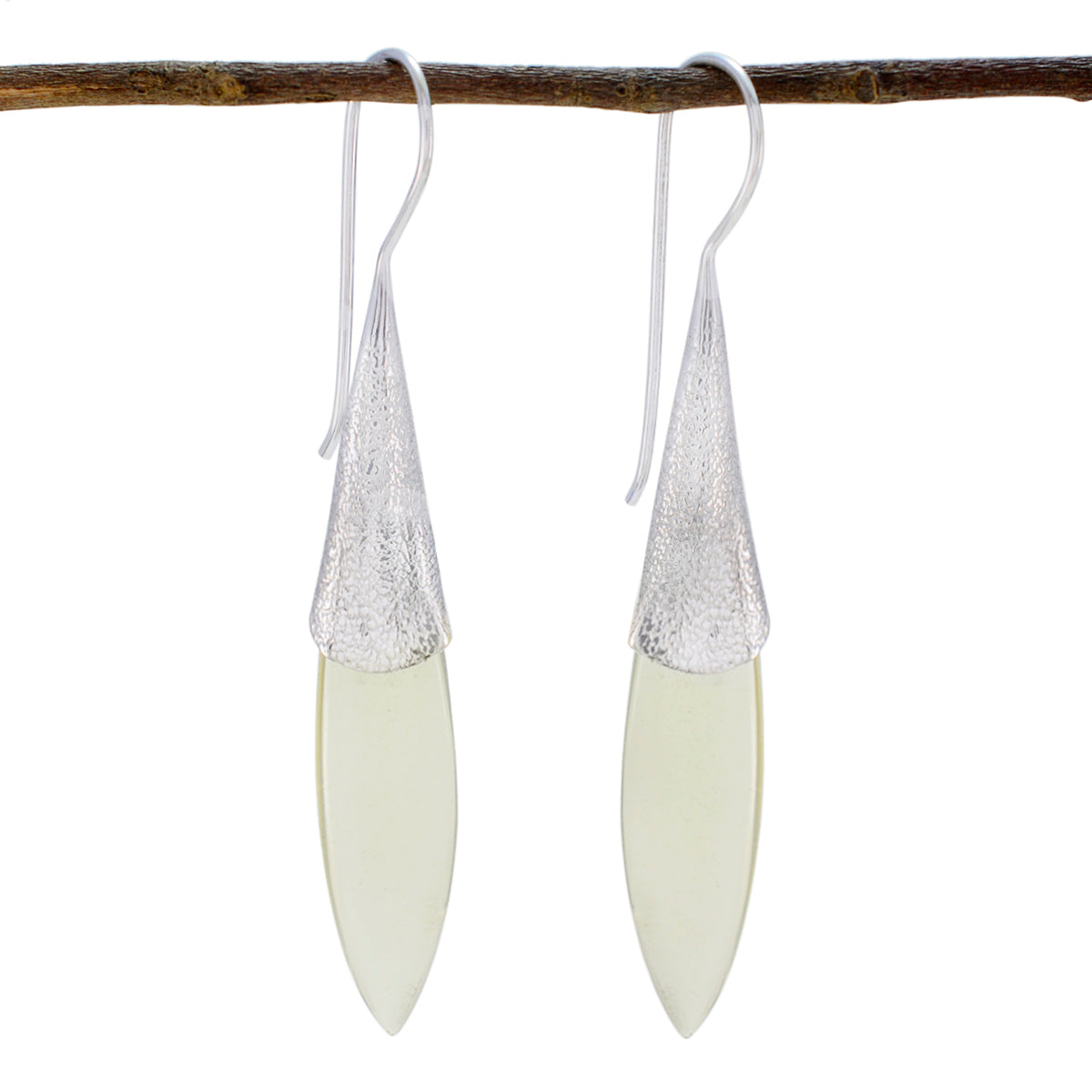 Lemon-Quartz-African-Jia-Solitaire-Dangle-Yellow-92.5-Silver-Earring Huvudsaklig produktbild