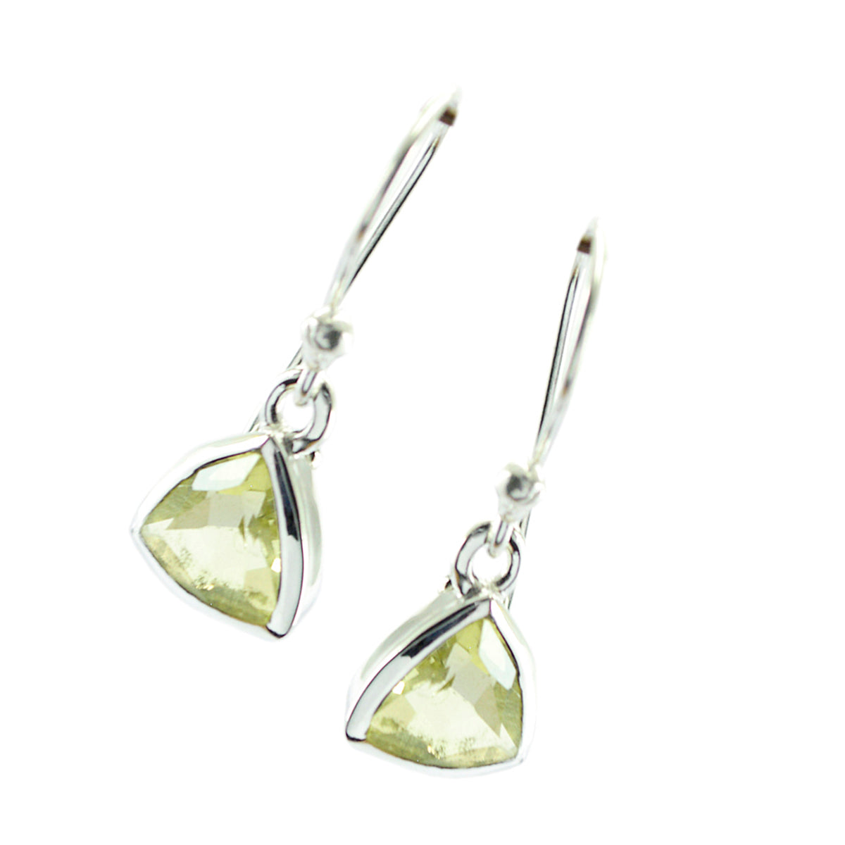 Lemon Quartz Moroccan Emi Solitaire Dangle Yellow 92.5 Silver Earring Второстепенное изображение товара