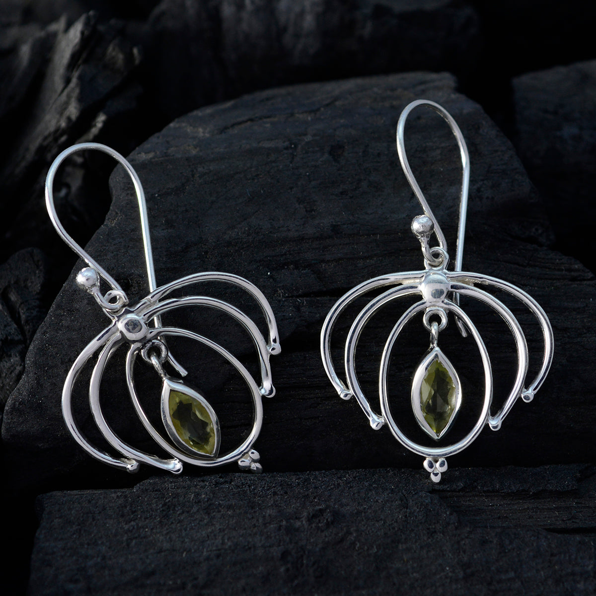 Lemon-Quartz-Korean-Chloe-Solitaire-Dangle-Yellow-925-Silver-Earring