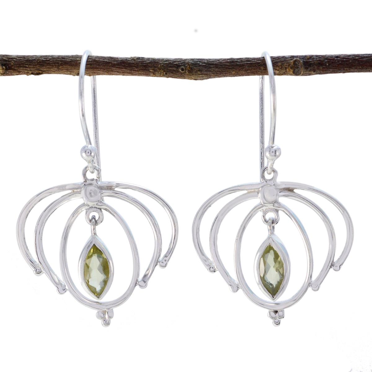 Lemon-Quartz-Korean-Chloe-Solitaire-Dangle-Yellow-925-Silver-Earring Immagine principale del prodotto