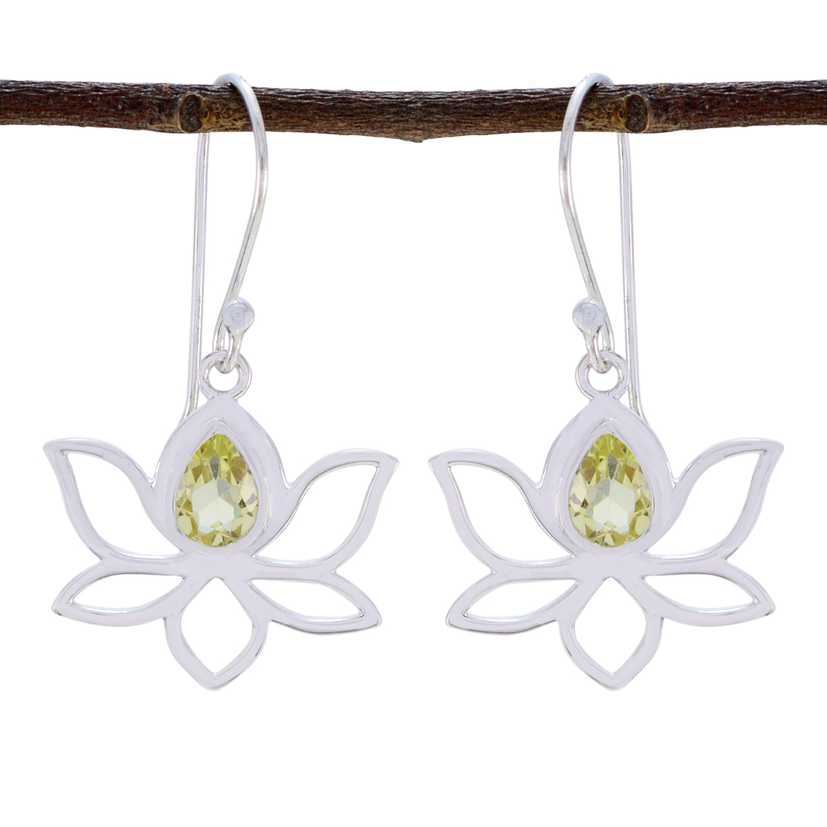 Lemon-Quartz-Australian-Ella-Solitaire-Dangle-Yellow-Sterling-Silver-Earring Imagen principal del producto