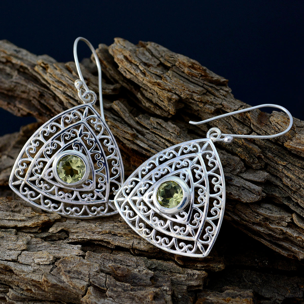 Lemon-Quartz-Latin-American-Emilia-Solitaire-Dangle-Yellow-92.5-Silver-Earring