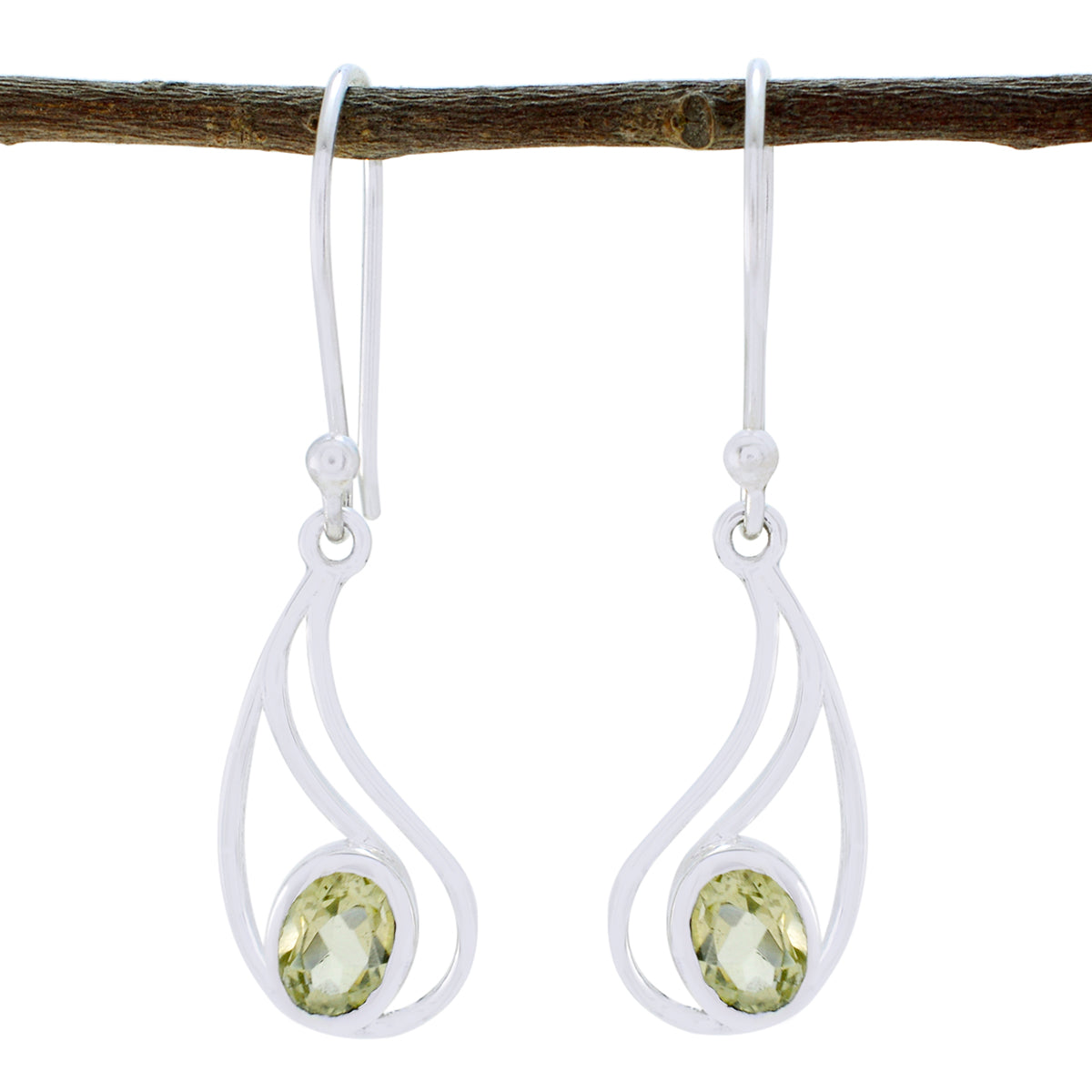 Lemon-Quartz-Russian-Evelyn-Solitaire-Dangle-Yellow-92.5-Silver-Earring Imagen principal del producto