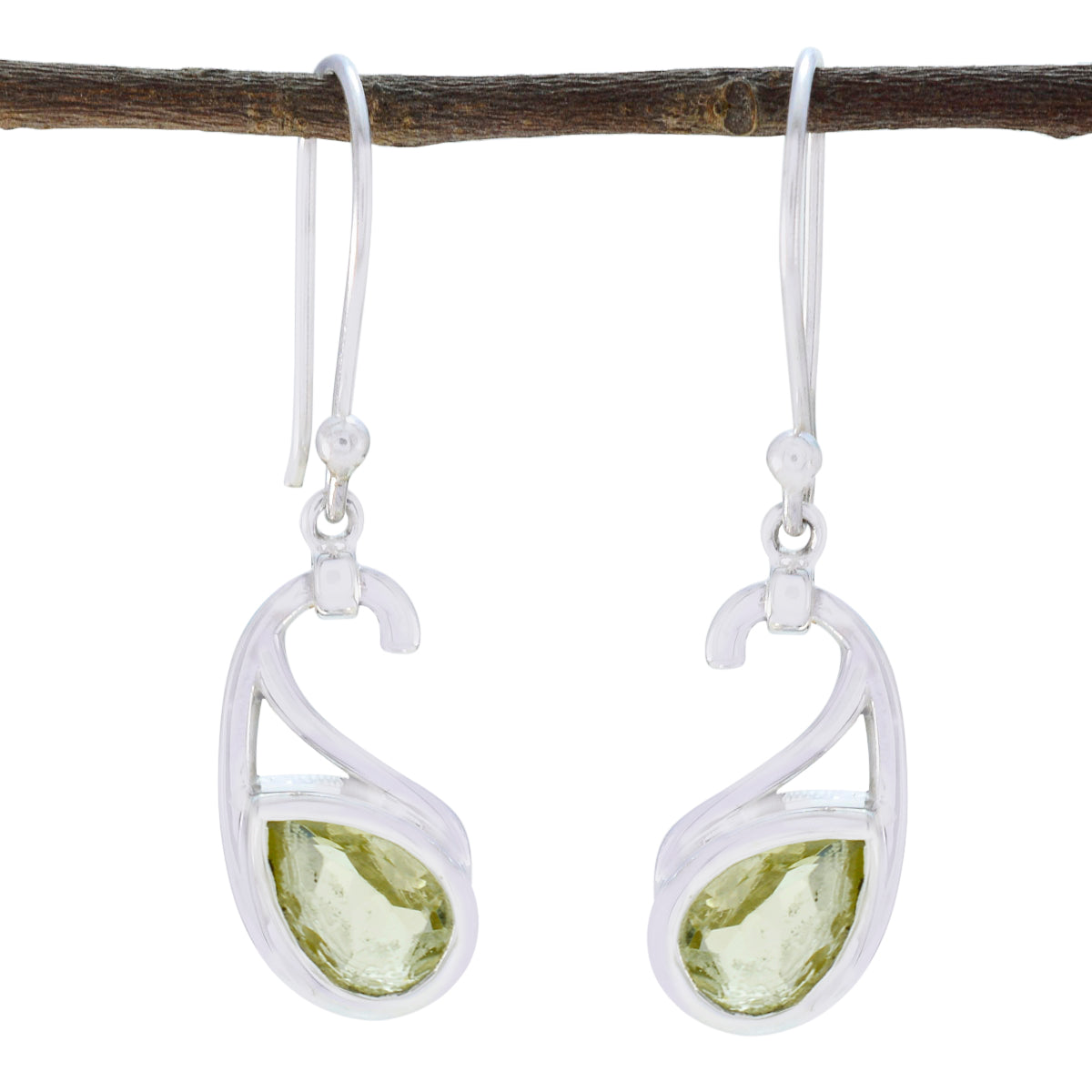 Lemon-Quartz-Moroccan-Freya-Solitaire-Dangle-Yellow-92.5-Silver-Earring Huvudsaklig produktbild
