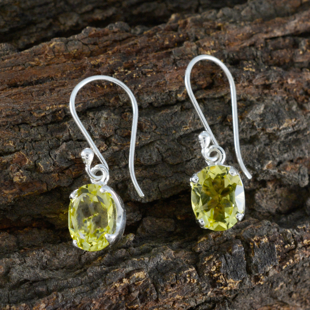 Lemon-Quartz-Korean-Grace-Solitaire-Dangle-Yellow-Silver-Earring