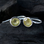 Lemon-Quartz-Mexican-Hazel-Solitaire-Dangle-Yellow-925-Sterling-Silver-Earring