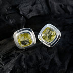 Lemon-Quartz-Australian-Ida-Solitaire-Stud-Yellow-92.5-Silver-Earring