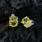 Lemon-Quartz-Spanish-Ines-Solitaire-Stud-Yellow-Sterling-Silver-Earring