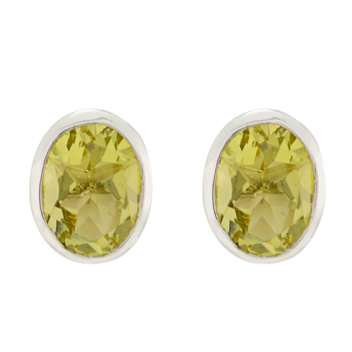 Lemon-Quartz-Latin-American-Inès-Solitaire-Stud-Yellow-Sterling-Silver-Earring Huvudsaklig produktbild