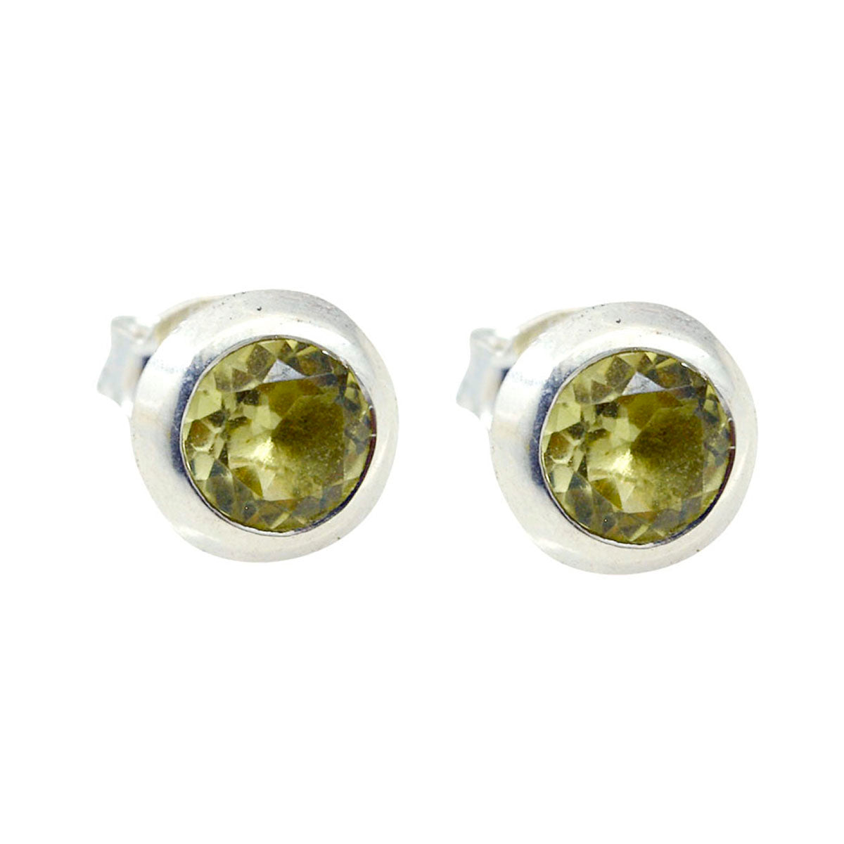 Lemon-Quartz-French-Isabel-Solitaire-Stud-Yellow-Sterling-Silver-Earring Immagine principale del prodotto