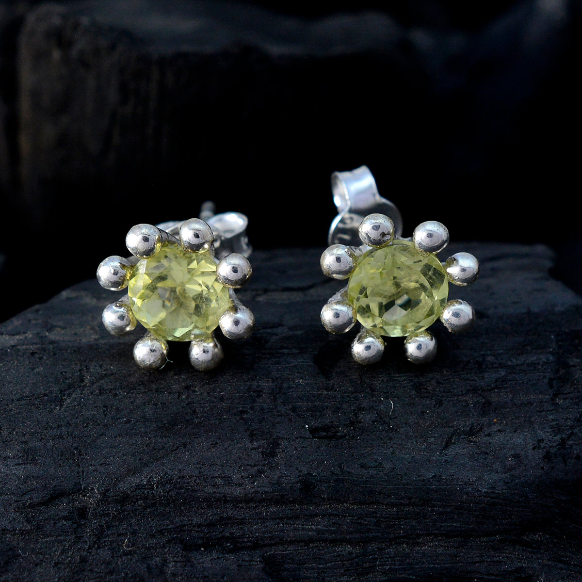 Lemon-Quartz-German-Isabella-Solitaire-Stud-Yellow-925-Sterling-Silver-Earring