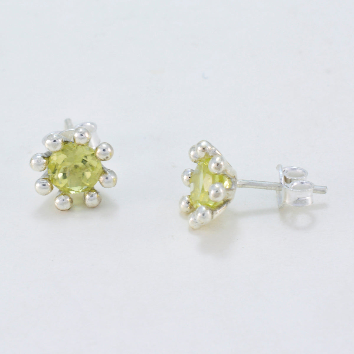Lemon Quartz German Isabella Solitaire Stud Yellow 925 Sterling Silver Earring Secondary image