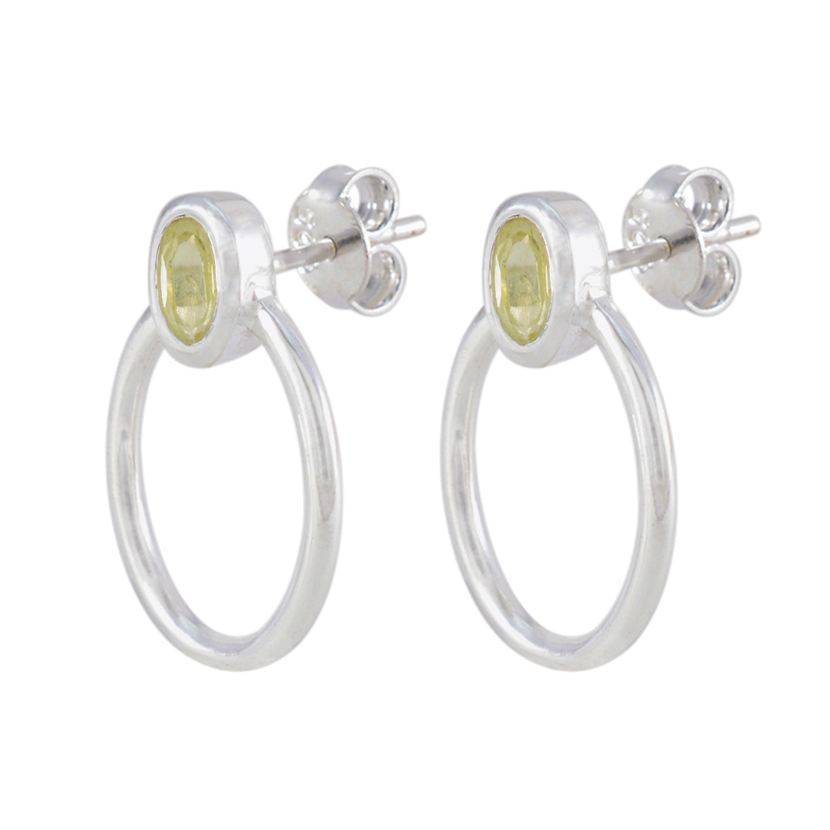 Lemon Quartz German Sarah Solitaire Stud Yellow Sterling Silver Earring Второстепенное изображение товара