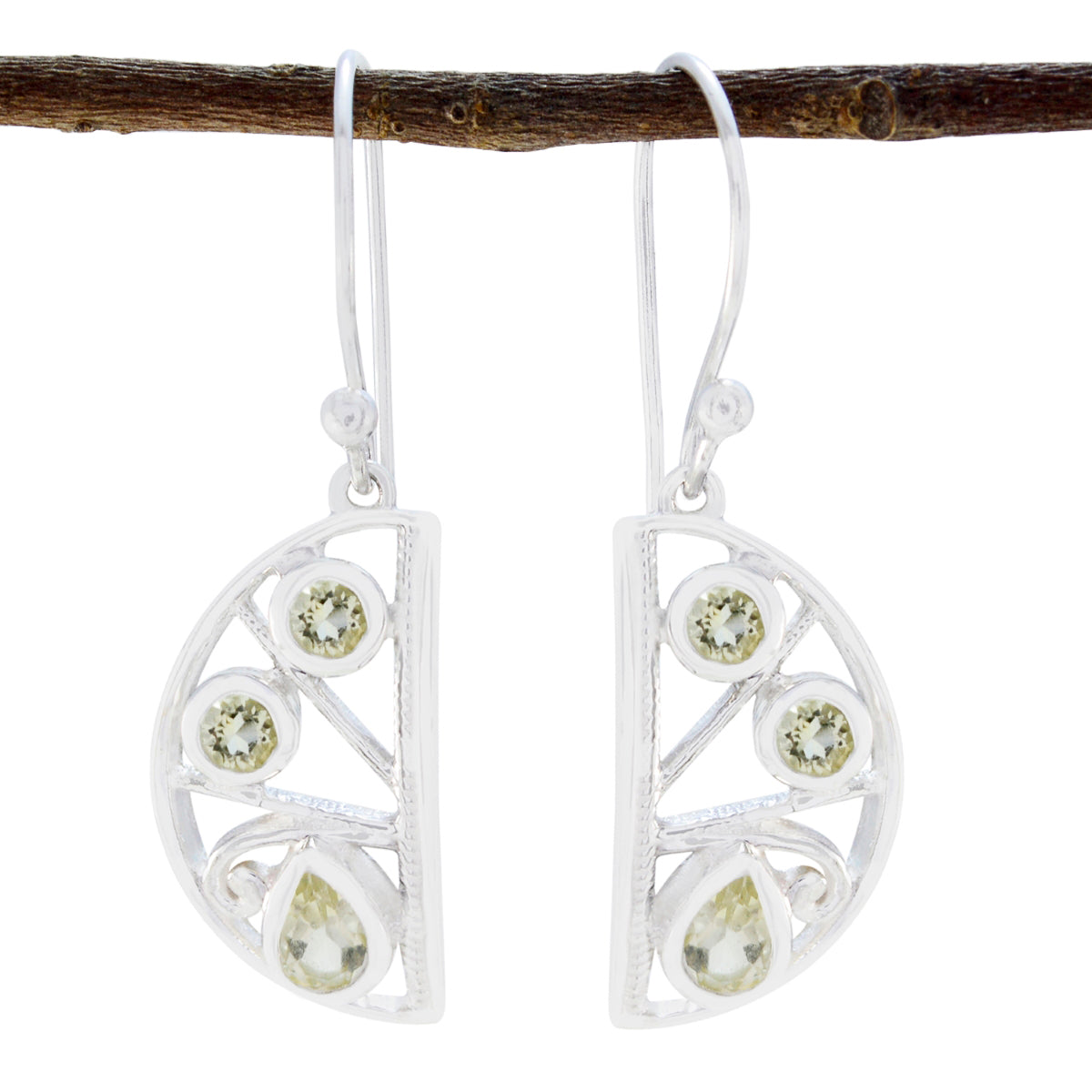 Lemon-Quartz-Mexican-Aurora-multiple-Dangle-Yellow-925-Sterling-Silver-Earring